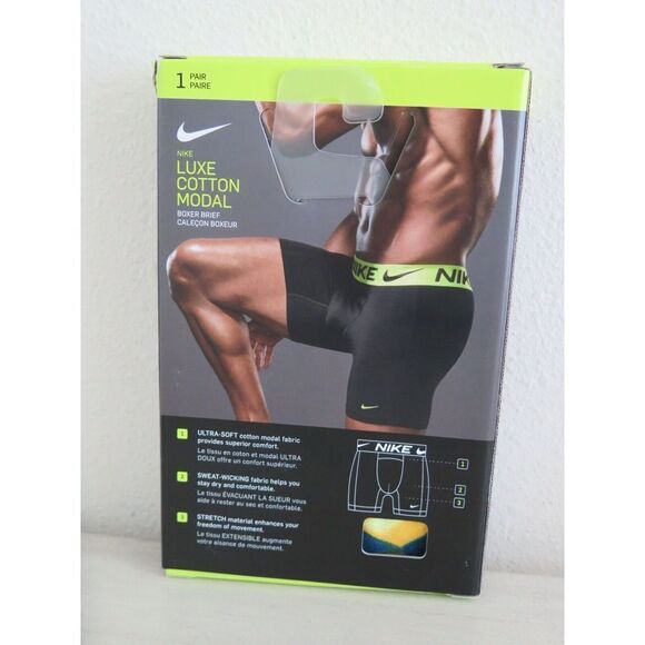 Nike KE1022-450 Mens Sz S Luxe Cotton Modal Boxer Brief Teal Blue All Over Print - Picture 2 of 4